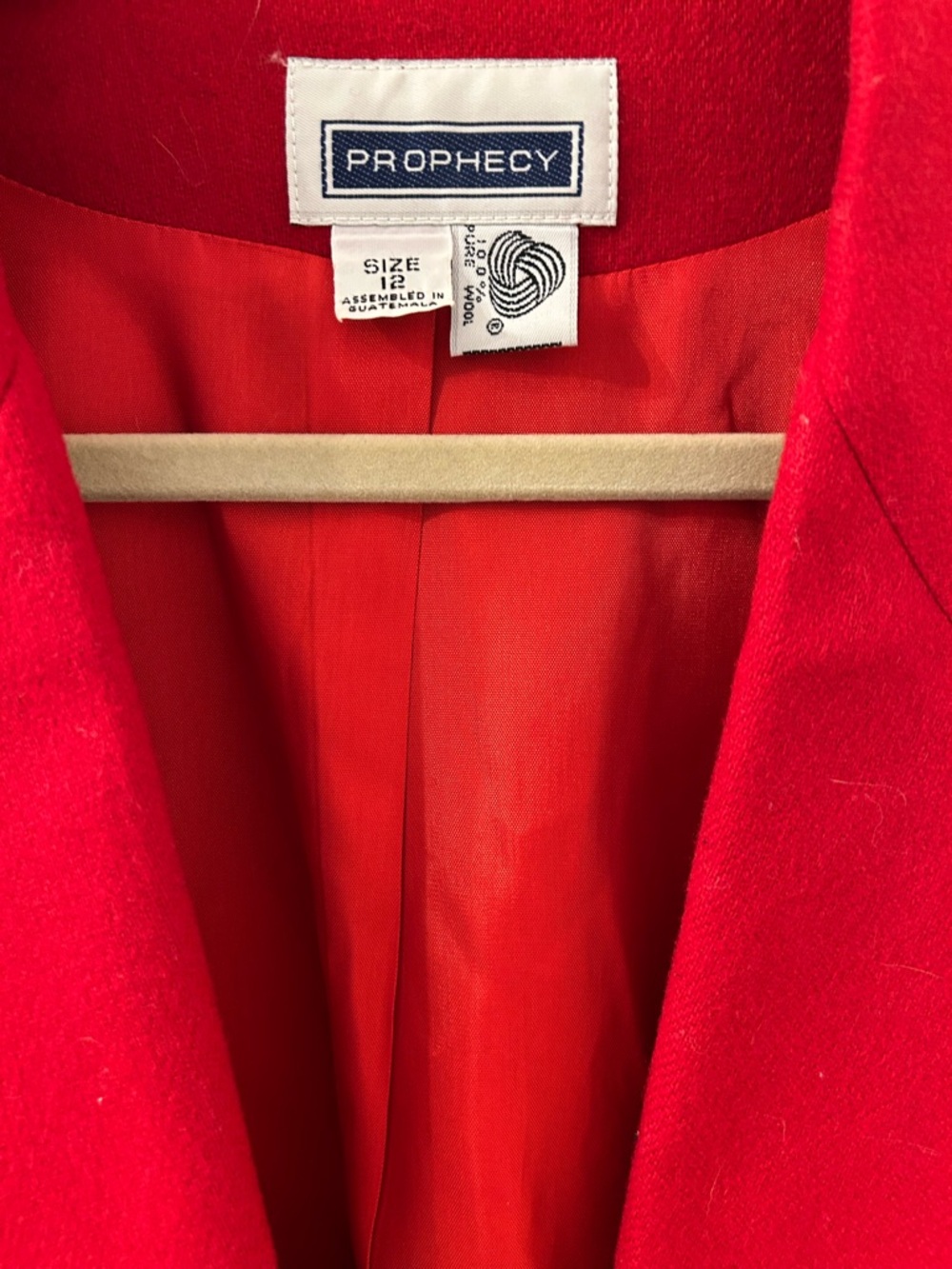 Vintage Red Single-Button Wool Blazer - Picture 3 of 5
